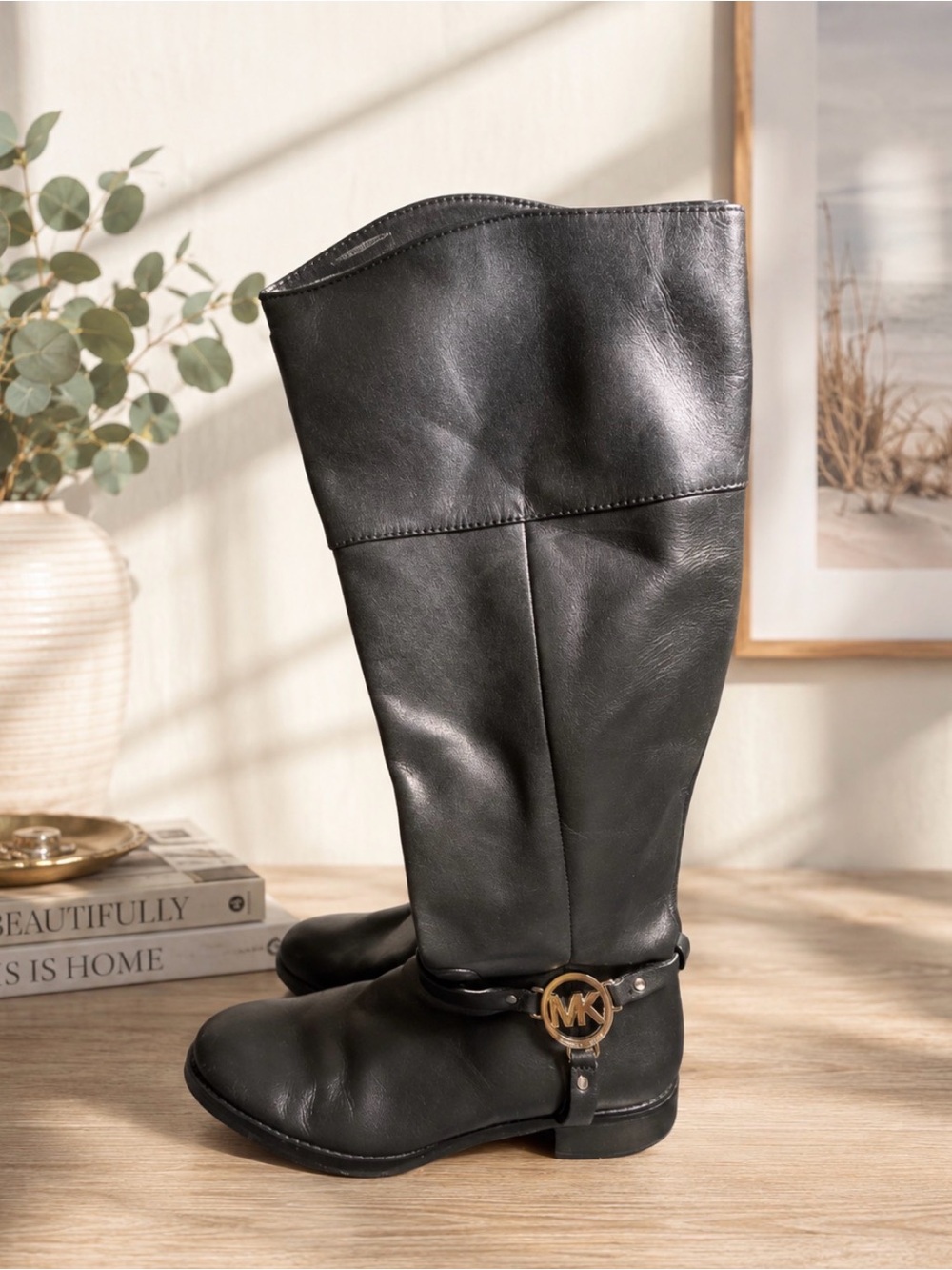 Michael Kors size 7 black leather boots